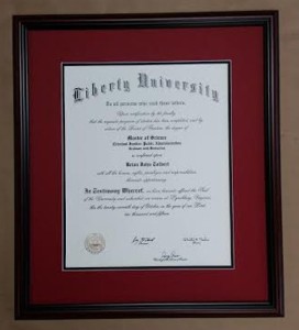 Framed Liberty University Diploma! – Columbia Frame Shop